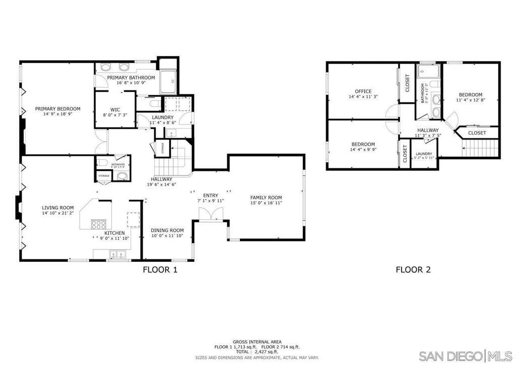 Two-level source floor plan showing living areas, kitchen, bedrooms, bathrooms and office